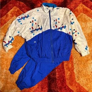 Vintage 80s 90s Rodeo Blue Confetti 2 Piece Matching Jogging Suit Size 16 Large